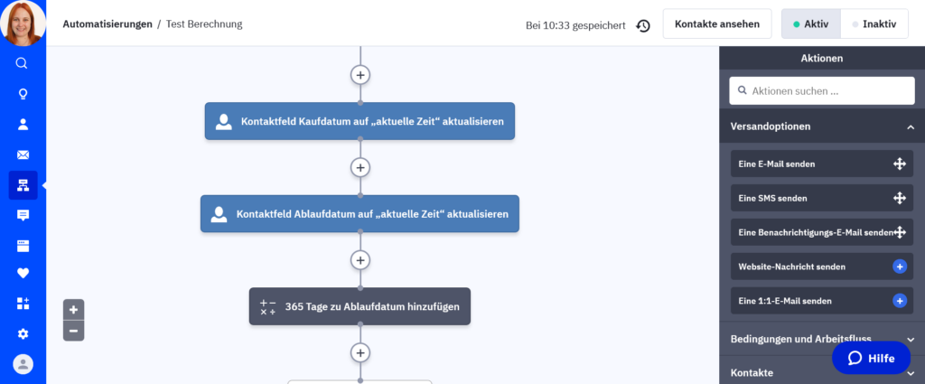 Kontaktfelder in einer Automation in ActiveCampaign aktualisieren